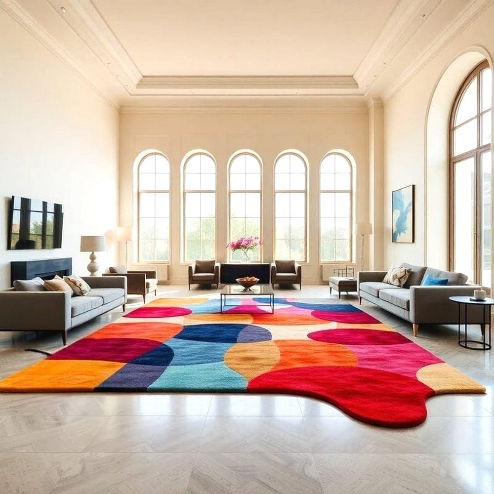 Handcrafted Color Block Abstract Living Room Rug